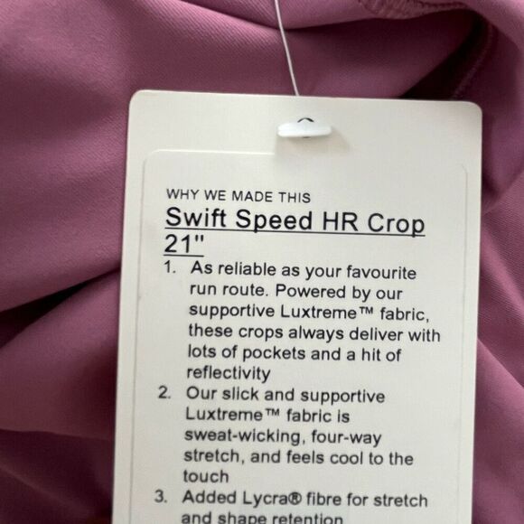 Lululemon Swift Speed High Rise Crop Vintage Plum 8 - Picture 5 of 8